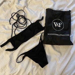 White fox black bikini set